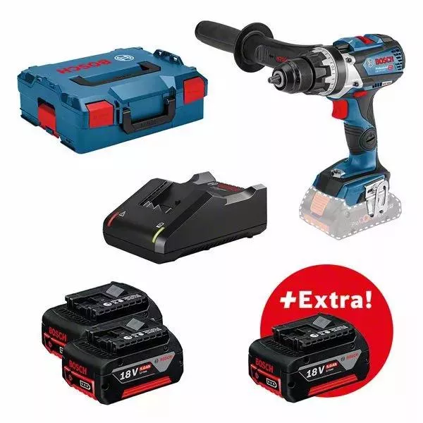 Perceuse visseuse GSR 18V-110 C - BOSCH  - avec 3 batteries 18V 5.0Ah + chargeur + L-Boxx - 0615990L8F