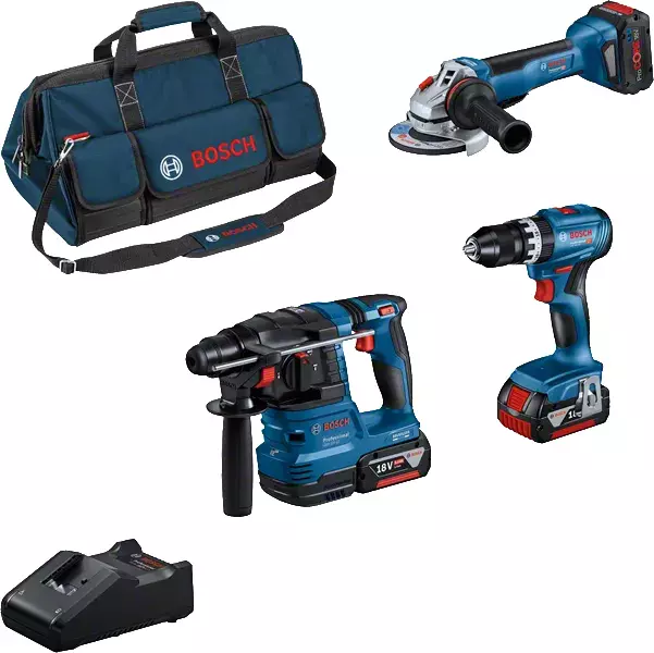 Combo Kit 18V - BOSCH - avec 3 outils  GSB 18V-45 + GWS 18V-10 + GBH 18V-22 + 2 batteries 5,0 Ah + 1 batterie 5,5 Ah (ProCORE) + GAL 18-40 + sac - 0615A5004C