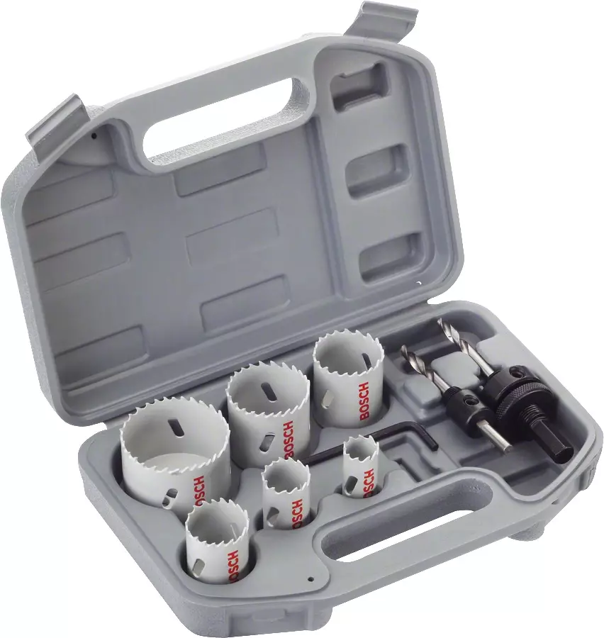 Coffret: 6 scies-trépans + 2 adaptateurs + 1 clé Allen - BOSCH - 2608580868