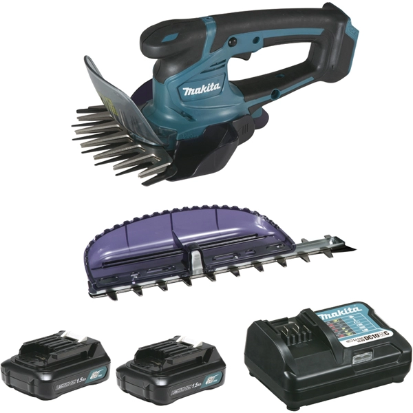 Taille-herbe MAKITA 12V CXT - 2 batteries 1.5 Ah Li-Ion, chargeur + Sculpte-haie - UM600DWYEX