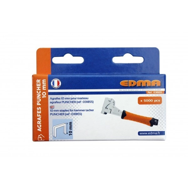 Boîte 5000 agrafes 10 mm pour marteau Puncher EDMA - 319