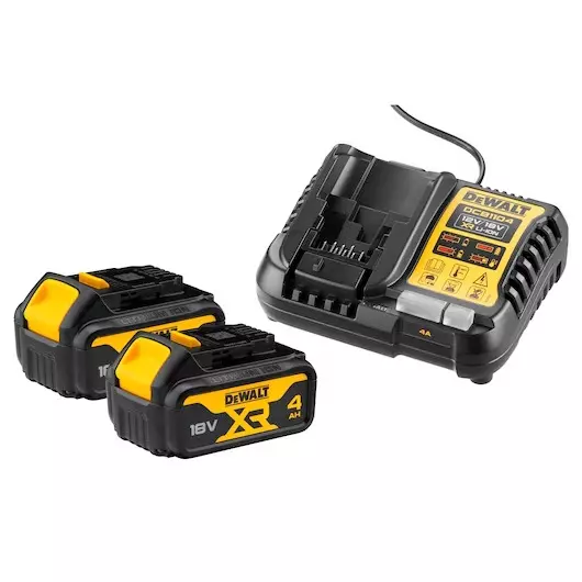 Pack 2 batteries DEWALT XR 18V 4Ah Li-Ion + chargeur - DCB1104M2-QW