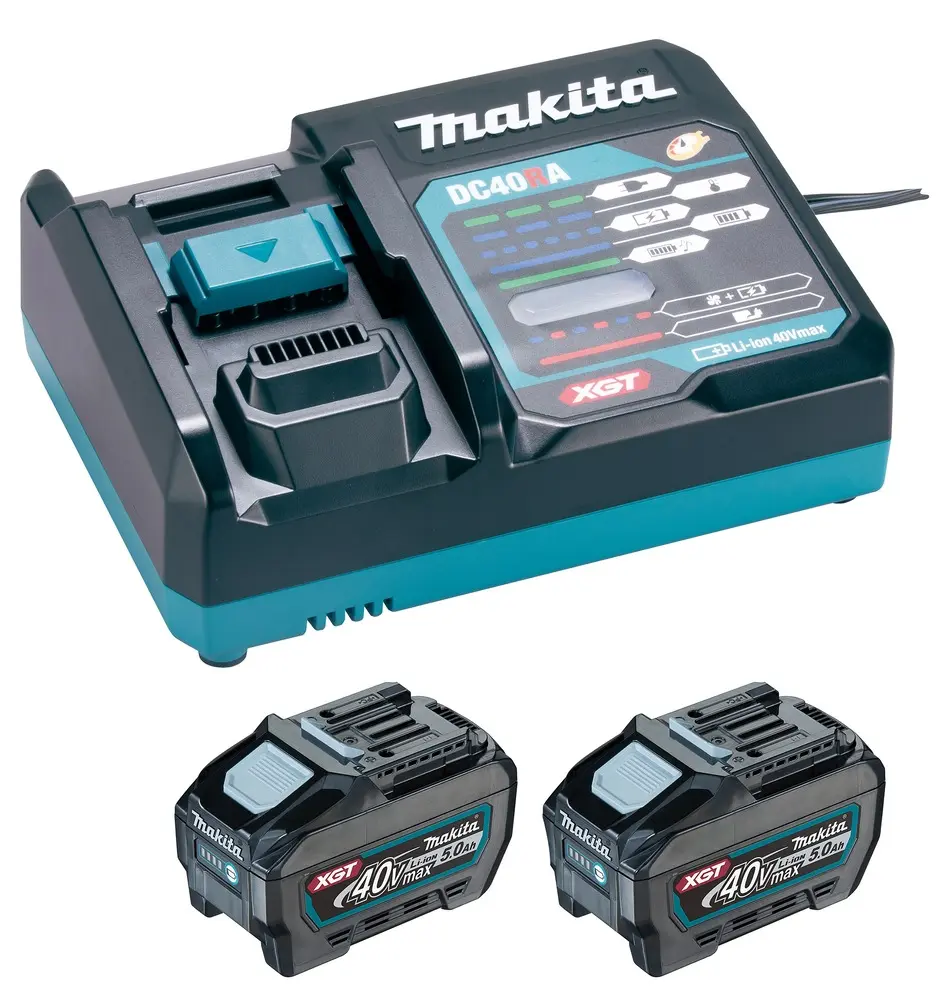 Pack XGT composé de 2 Batteries BL4050F 40V 5Ah + 1 chargeur DC40RA - MAKITA - 1911V6-0