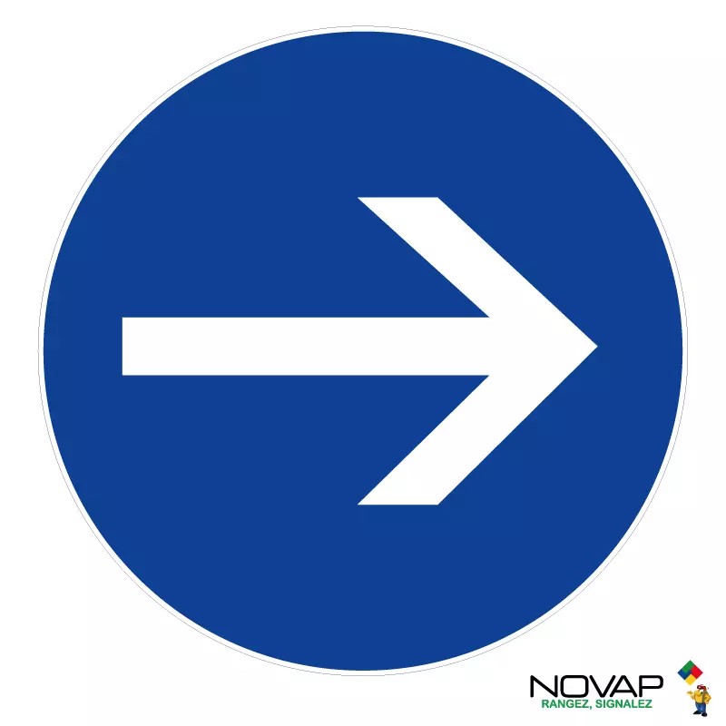 Panneau polystyrène choc Sens obligatoire - ISO 7001 - Ø 300 mm - NOVAP - 4060408