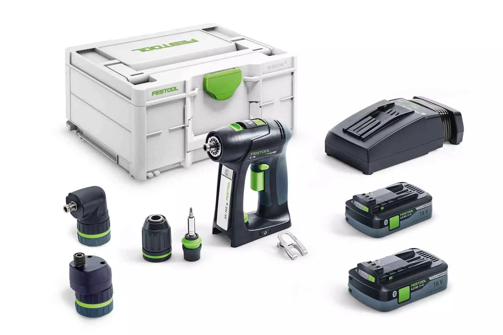 Perceuse visseuse sans fil C 18 HPC 4.0 I-SET - FESTOOL - averc 2 batteries 18V 4.0Ah - chargeur - accessoires - Systainer - 577617