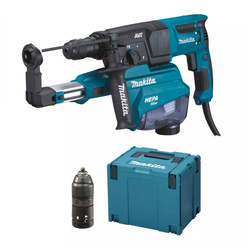 Perforateur burineur 800W 26 mm 2,4J - MAKITA - avec Kit aspiration-décollage - MakPac - HR2653TJ14