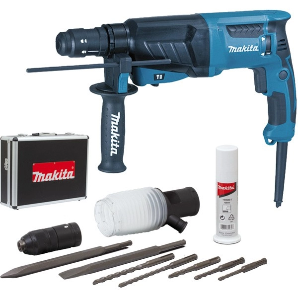 Perfo-burineur SDS-Plus - 800W 26 mm - MAKITA  - avec coffret alu + kit d'accessoires - HR2630TX4