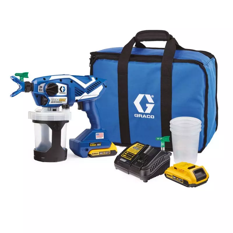 Pistolet sur batterie Ultra Max HH  pour acryliques et solvants - GRACO - avec 2 batterie xr 18v 2.0Ah - charger - housse - 17P258