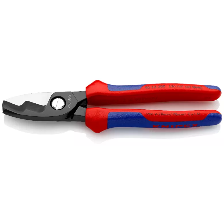 Coupe-câbles KNIPEX double tranchants - 200 mm - Poignées multi-composants - 95 12 200