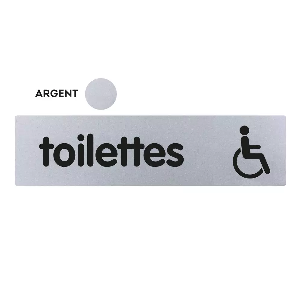 Plaques de porte 170x45mm - Toilettes Handicapés - Argent - NOVAP - 4322247