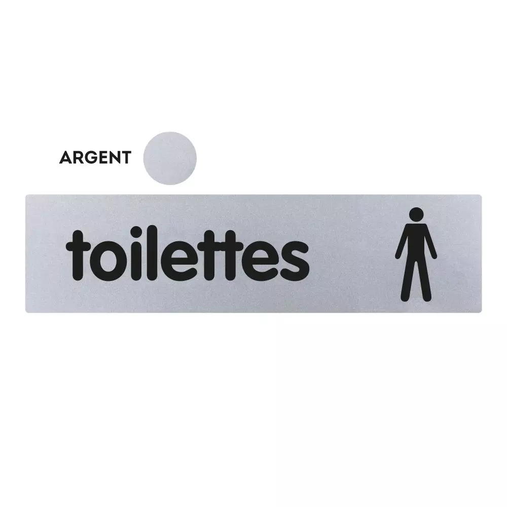 Plaquette de porte plexiglas 170 x 45 mm - Toilettes Hommes - Classique argent - NOVAP - 4322193