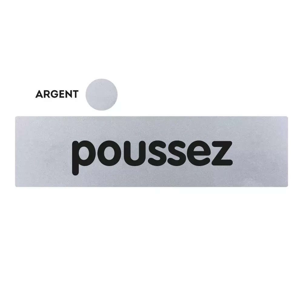 Plaquette de porte plexiglas Poussez - 170 x 45 mm - Gris argenté - NOVAP - 4035109