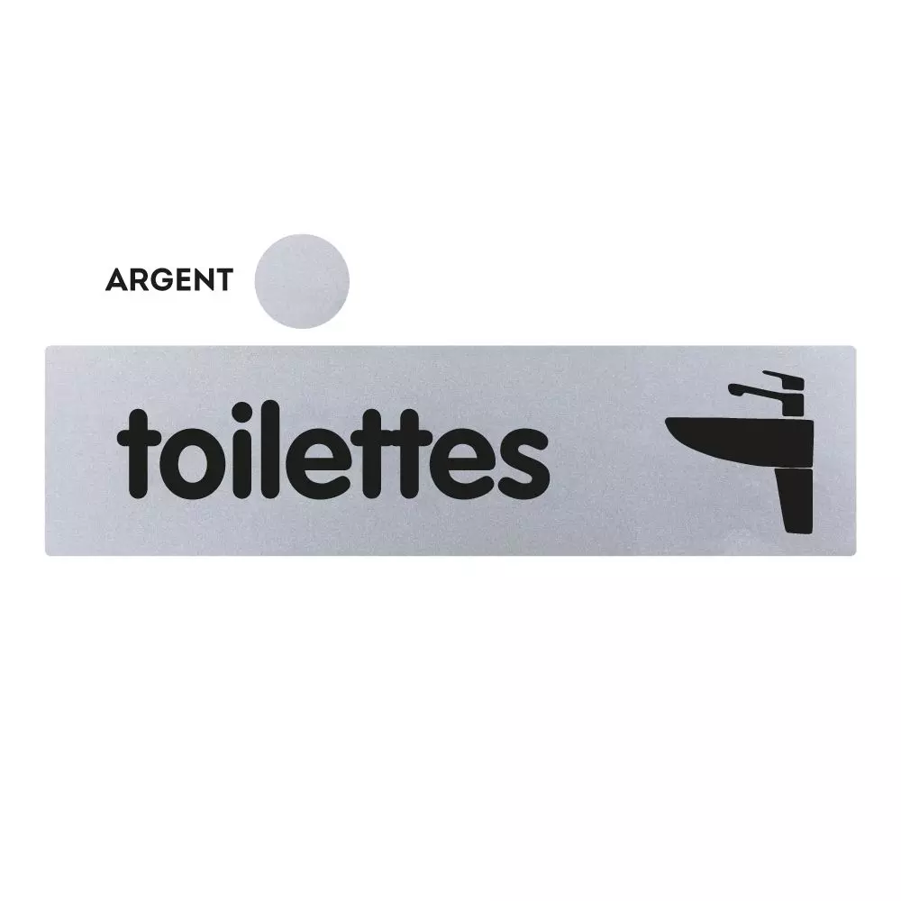 Plaquette de porte plexiglas Toilettes - 170 x 45 mm - Gris argenté - NOVAP - 4034867