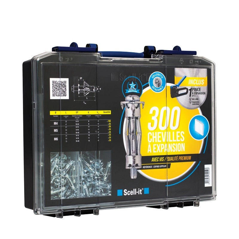 Coffret 300 chevilles à expansion Prenium SCELLIT - avec pince à expansion Optee - COF002-SPPLUS