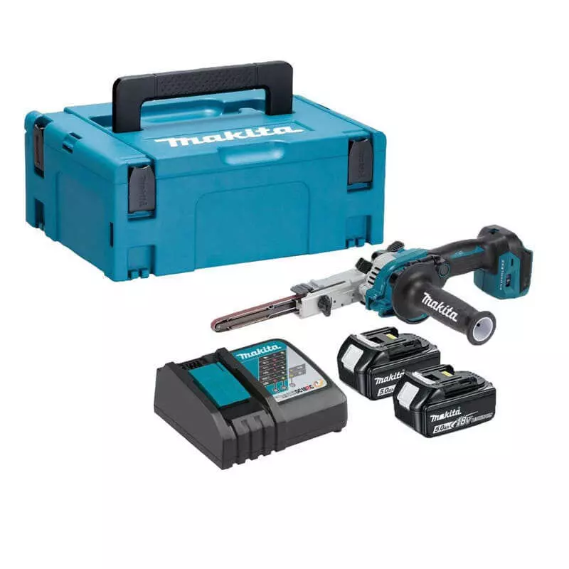 Ponceuse à bande 18V LXT 9 x 533 mm - MAKITA - avec 2 batteries 18V 5.0Ah - chargeur - MakPac - DBS180RTJ