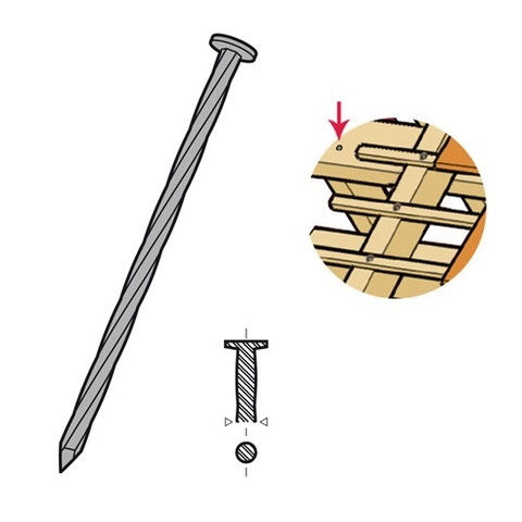 Pointe tête plate ronde torsadée galvanisé 90x3.9 mm - Boite 5 Kg - 781506          