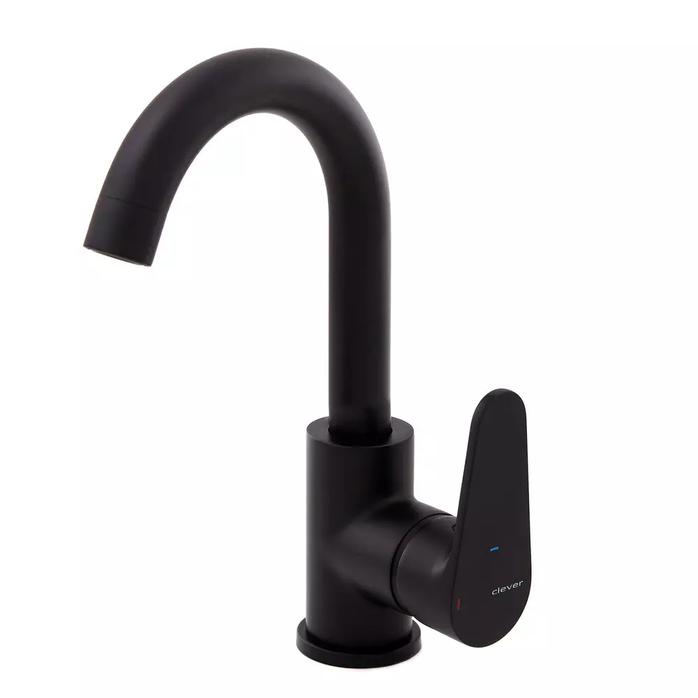 Mitigeur lavabo 180mm 5l/min bec tube avec vidage universel Quick-clac Rocket Cold Open - Noir Mat - STANDARD HIDRAULICA - 62077