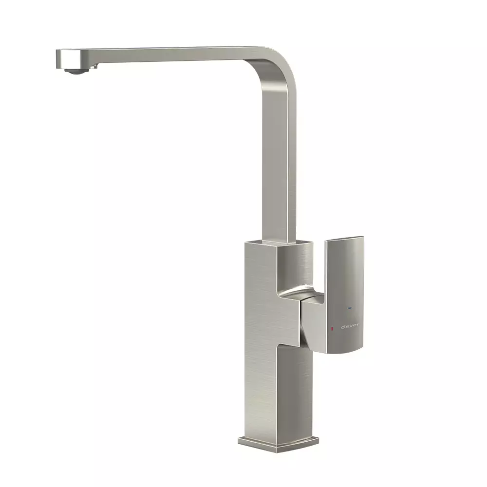 Mitigeur pour évier Alpina Square Cold Open - 310 mm 5l/min - Nickel brossé - STANDARD HIDRAULICA - 61196