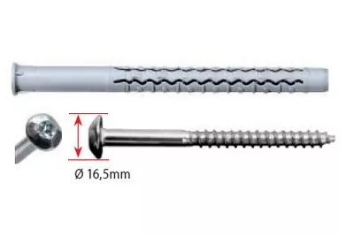 Cheville longue nylon universelle GX-L G&B + Vis zing anti intrusion tête ronde - 970