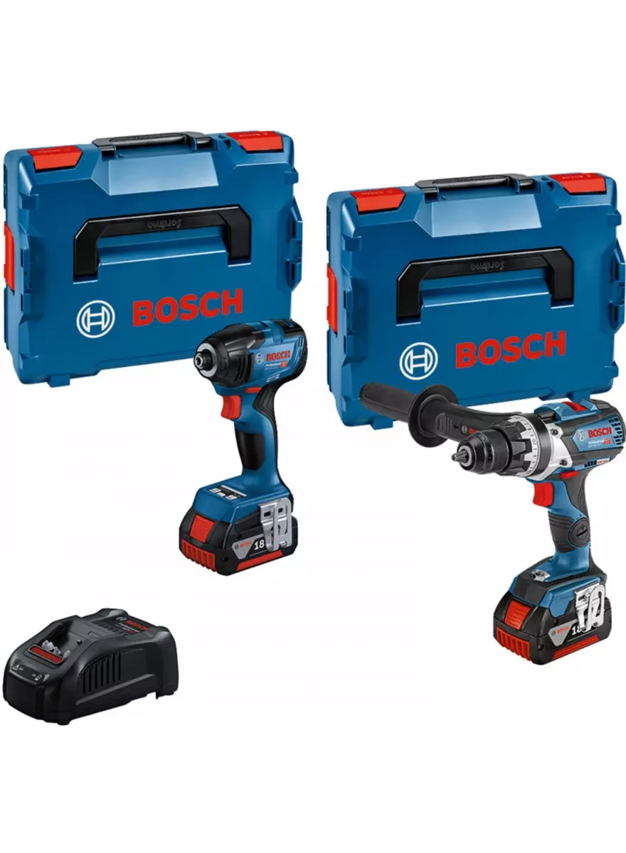 Combi-Kit 2 Outils 18V - Perceuse visseuse sans fil GSR 18V-110C + Boulonneuse sans fil GDR 18V-210C + 2 Batteries GBA 18V 5.0Ah + Chargeur rapide GAL 1880 CV - BOSCH - 0615990N2W
