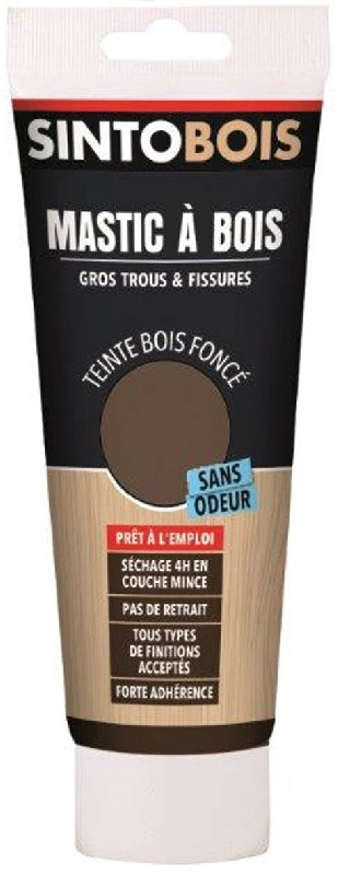 Mastic à bois Prêt à l'emploi SINTOBOIS - Bois Foncé - Tube 400 g - 39600