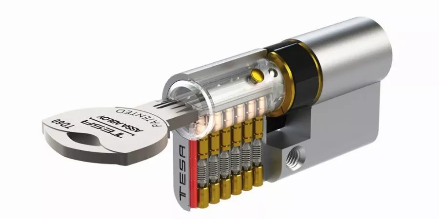 Cylindre de sûreté TESA TD60 clé reversible - Nickelé - Varié - 3 clés - TD6