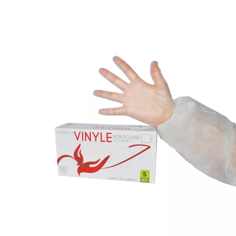 Gants vinyle non poudrés Boîte de 100 - GANT006