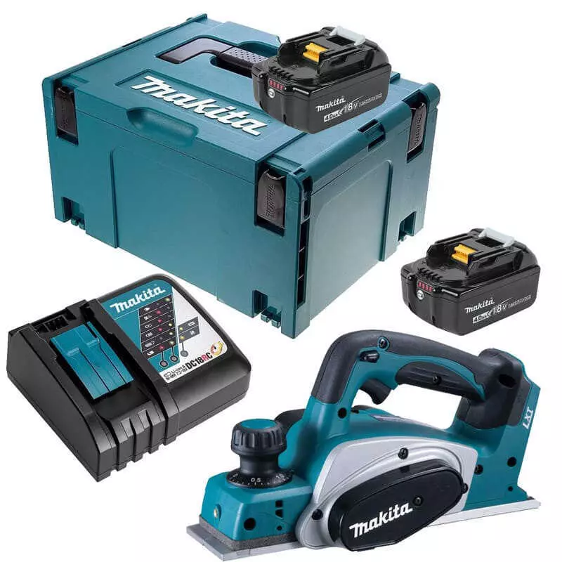 Rabot 18V LXT 82 mm - MAKITA - avec 2 batteries 18V 4.0Ah, chargeur - MacPak - DKP180RTJ