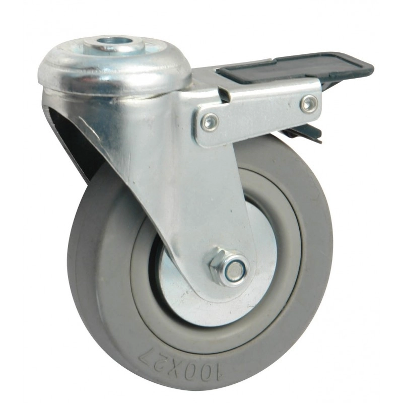 Roulette pivotante à oeil + frein AVL - Roue caoutchouc Ø 50 - Charge 50 kg - 550950H