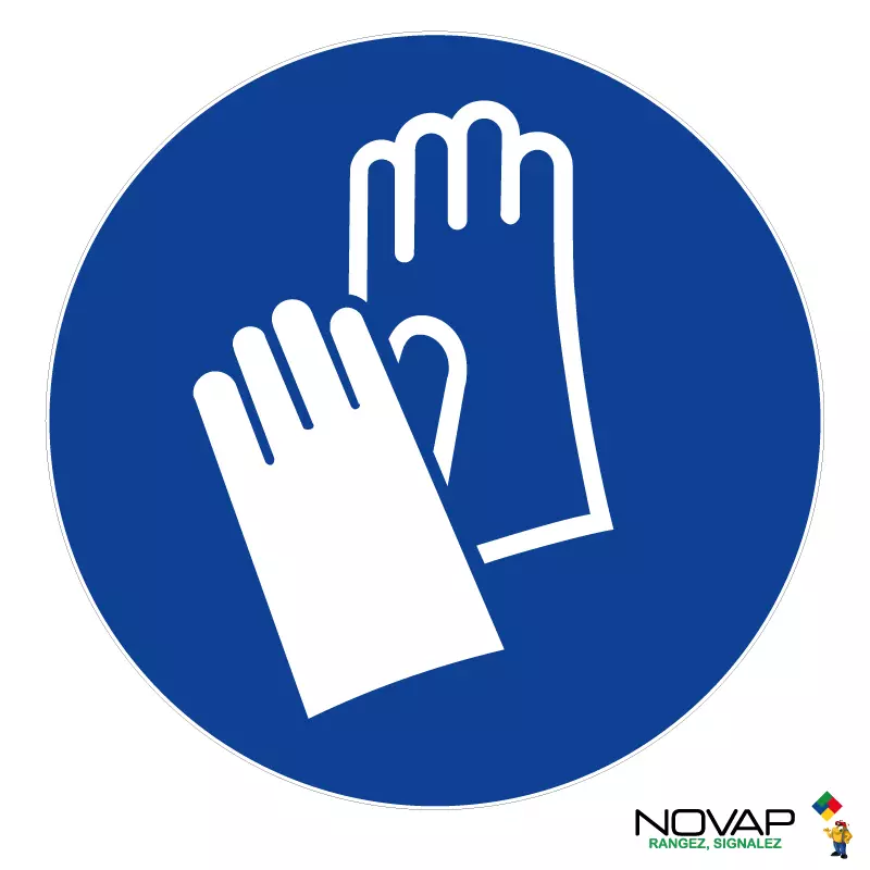 Panneau polystyrène choc Gants de protection obligatoires - Ø 300 mm - NOVAP - 4061658