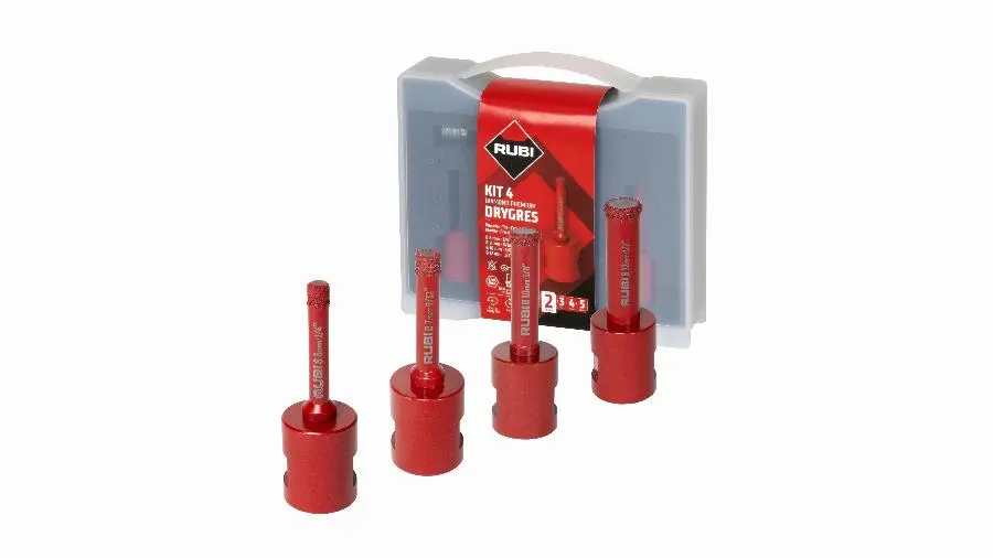 Kit de 4 trépans mini Drygres Premium 6/8/10/12 mm M14 RUBI - 51939