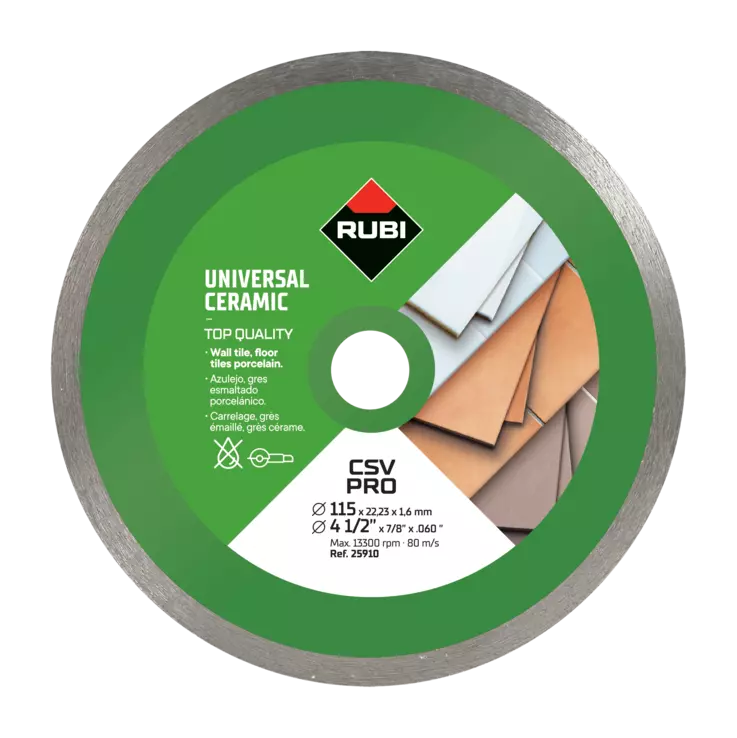 Disque diamant générale céramique jante continue CSV 125 Pro - RUBI - 31915