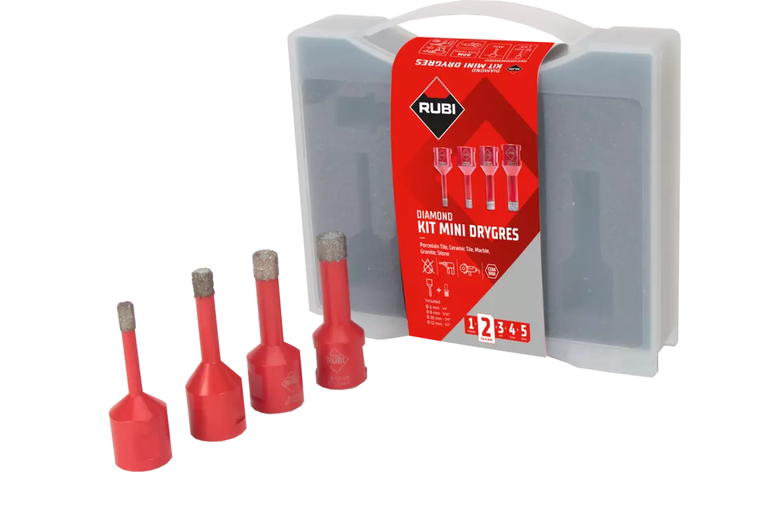 Kit trépan diamanté Mini Drygres - Ø 6, 8, 10, 12 mm - RUBI - 50938
