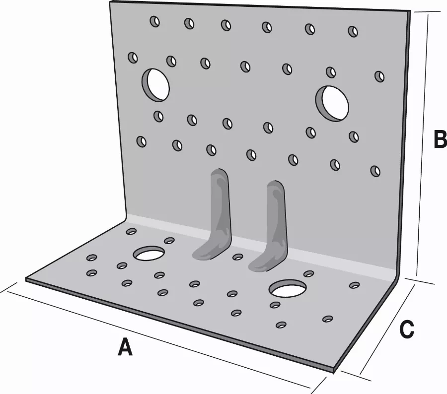 Équerre large renforcée SIMPSON - A150xB121xC79 mm - AG922