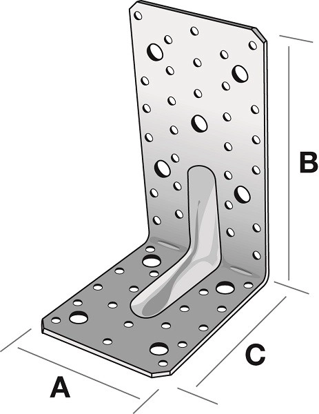 Grande équerre renforcée SIMPSON - A95xB170xC113 - ép.3 mm - E20/3