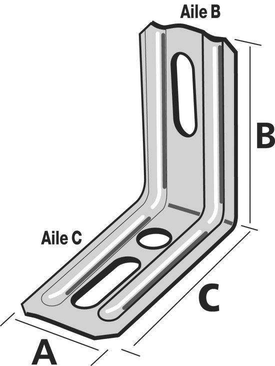 Équerre nervurée droite SIMPSON A30xB85xC71,5x1,5mm - END85/1.5