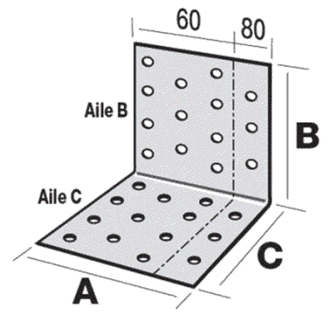 Équerre simple SIMPSON - A80xB80xC80 - ép.2,5 mm - ES11/80