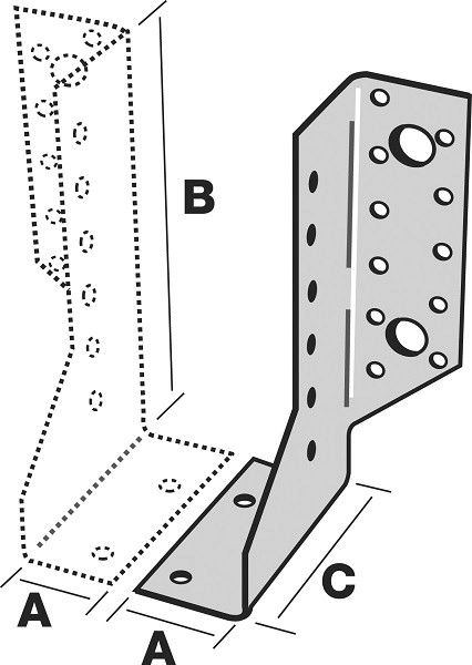Sabot deux éléments SIMPSON - Gauche - 30x158x84mm - ép. 2mm - SDEG380/30 - multiples de 50
