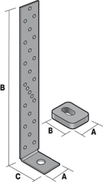 Ancrage pour montant d'ossature SIMPSON - A40xB290xC50 mm - AH29050/2-FR