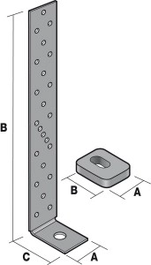 Ancrage pour montant d'ossature SIMPSON - A40xB490xC50 mm - AH49050/2-FR