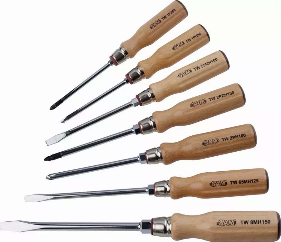 Jeu de 7 tournevis bois mecanicien, ph et pz SAM - TWJ7