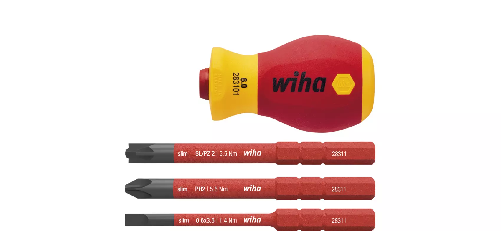 Tournevis court isolé avec jeu de porte-embout slimVario electric - WIHA - 41230