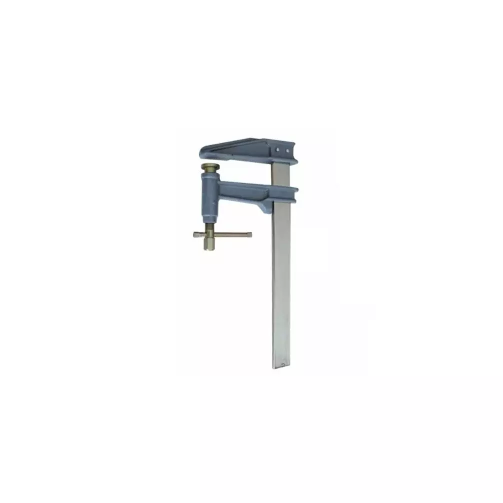 Serre-joint à pompe à tige chromée et crantée - saillie 120 mm - section 35 x 8 - L. 400 mm - LEMAN - 7120.358.040