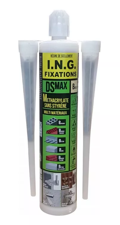 Résine scellement méthacrylate DS+ ING FIXATIONS - Cartouche de 300 ml - Beige - Lot de 6 - A050142