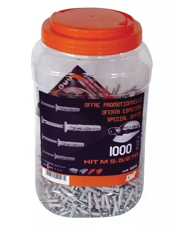 Cheville à frapper en nylon HIT MP - Ø 6 x 30 / 5 mm - Seau de 1000 + 5 forets - SPIT - 060134
