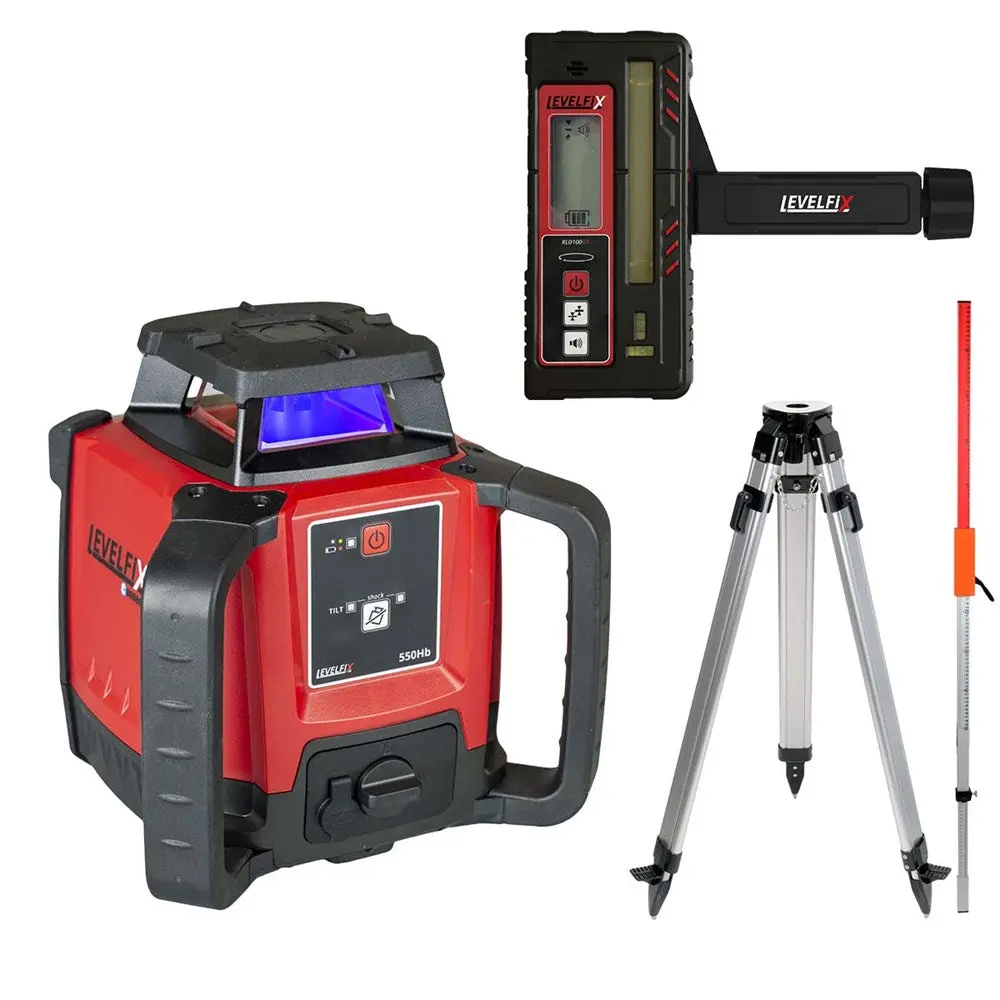 Set Laser rotatif horizontal Levelfix 550Hb + Trépied 1,8 m + Mire de mesure - NETIM - 554513