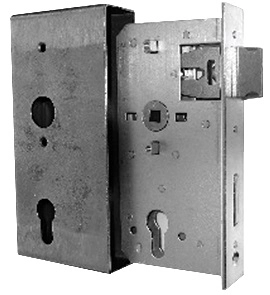 Serrure réversible à cylindre demi-tour + boitier 50x190x100mm têtiere 43mm GAH ALBERTS - 412050