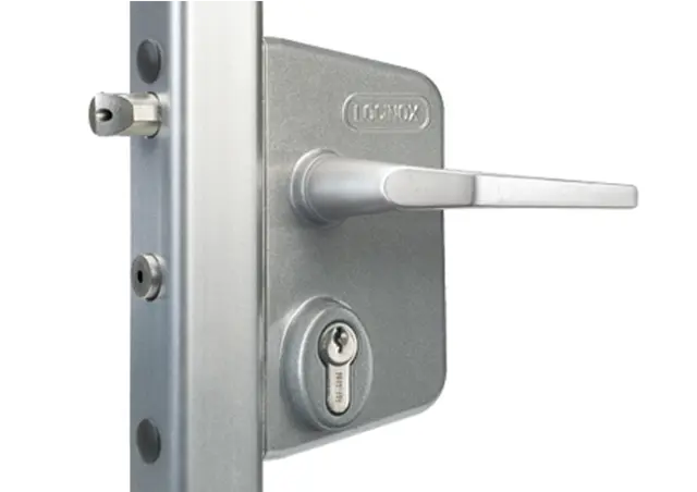 Serrure portail battant beq. + cyl. alu/inox profil 40 à 60 LOCINOX