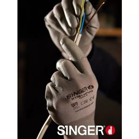 Gant PU manutention légère milieu sec Support polyamide Jauge 15 singer - NYM15PUG