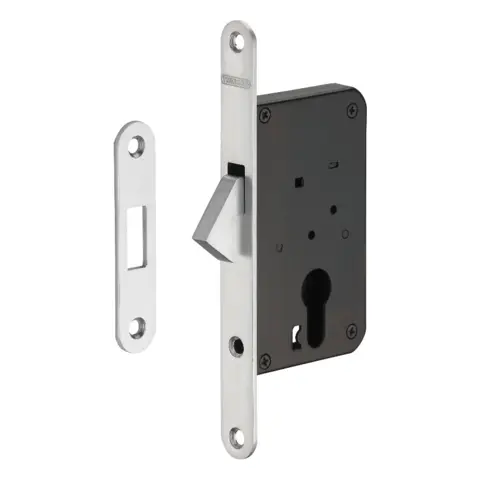  Serrure à crochet à cylindre THIRARD pour coulissant - Chromé satin - 003108 